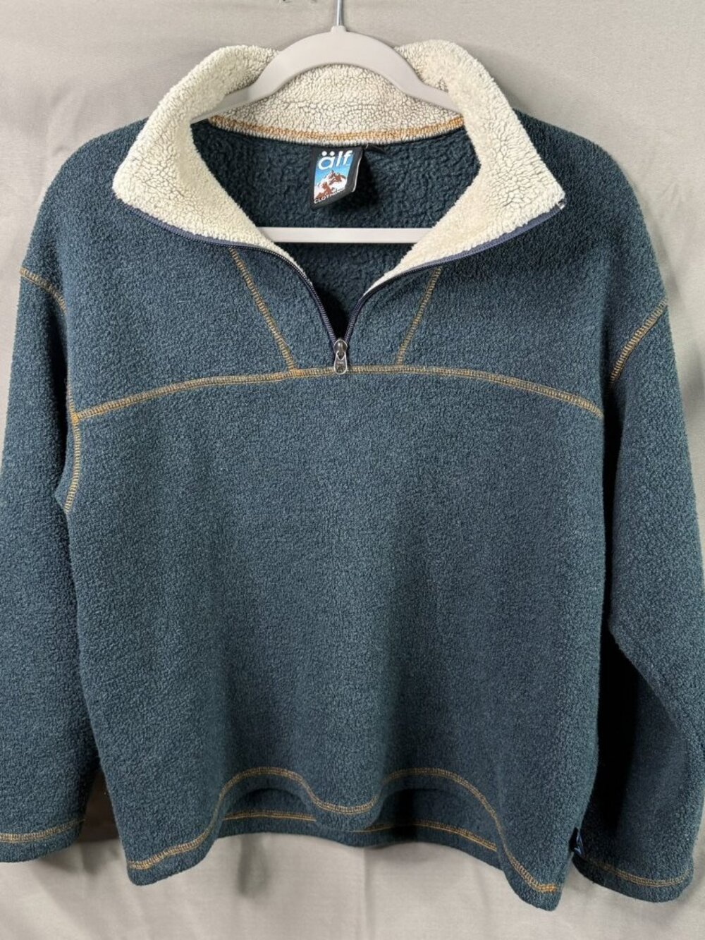 Alf Alfpaca Fleece Quarter Zip Pullover Sherpa Collar Small Teal Kuhl Sweater